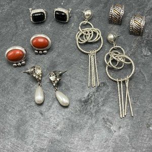 PIERCED Vintage women’s bundle 5x pairs earrings gold enamel hoops